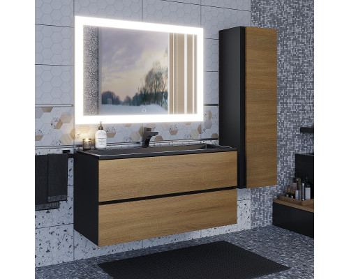 Раковина для ванной полувстраиваемая Uperwood Barsa, 100 см, черная глянцевая