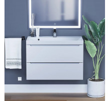 Тумба с раковиной для ванной Uperwood Tanos (80 см, подвесная, матовая, белая)