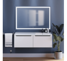 Тумба под раковину для ванной комнаты Uperwood Tanos (120 см, подвесная, правая, белая/графит)