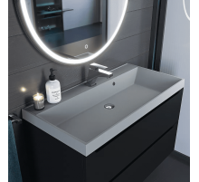 Раковина кварцевая для ванной Uperwood Classic Quartz (100 см, серая матовая, платина)