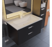 Тумба под раковину для ванной Uperwood Modul (80 см, подвесная, матовая, черная)