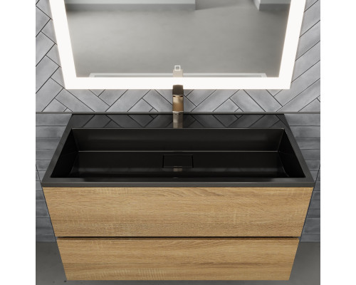 Раковина для ванной полувстраиваемая Uperwood Barsa, 90 см, черная глянцевая
