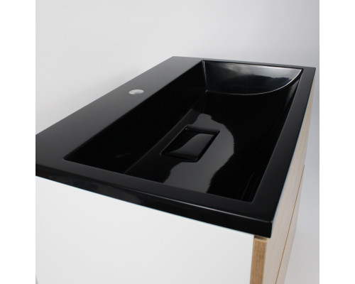 Раковина для ванной полувстраиваемая Uperwood Barsa, 70 см, черная глянцевая