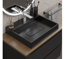 Раковина для ванной накладная кварцевая Uperwood Tanos Quartz (50 см, прямоугольная, с декоративной накладкой, космос)