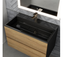 Раковина для ванной полувстраиваемая Uperwood Barsa, 80 см, черная глянцевая