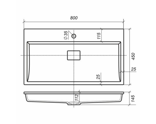 Раковина для ванной полувстраиваемая Uperwood Barsa, 80 см, черная глянцевая