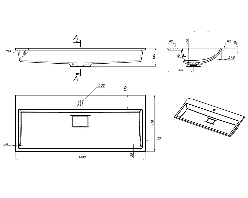 Купить Тумба с раковиной для ванной Uperwood Barsa (100 см, раковина белая, подвесная тумба белая/дуб сонома) в магазине сантехники Santeh-Crystal.ru