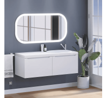 Тумба с раковиной для ванной комнаты Uperwood Tanos-Bruks (120 см, подвесная, правая, белая)