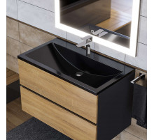 Раковина для ванной полувстраиваемая Uperwood Self 80 см, черная глянцевая