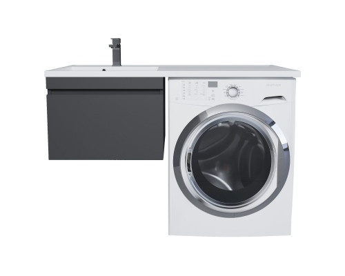 Тумба с раковиной под стиральную машину Uperwood Magenta (60/120 см, подвесная, черная, выдвижной ящик, левая)