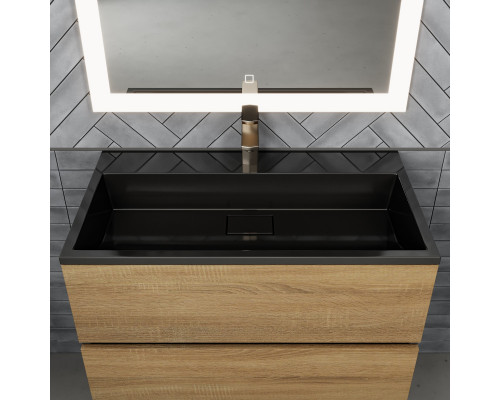 Раковина для ванной полувстраиваемая Uperwood Barsa, 80 см, черная глянцевая