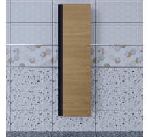 Шкаф-пенал для ванной комнаты Uperwood Barsa (35x28x120 см, подвесной, черный/дуб сонома)