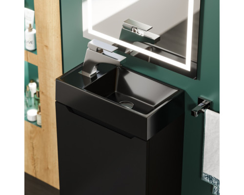 Раковина для ванной Uperwood Classic New 40 см, черная глянцевая, с накладкой для слива