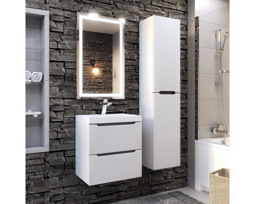 Тумба с раковиной для ванной Uperwood Tanos NEW (50 см, подвесная, белая/графит)