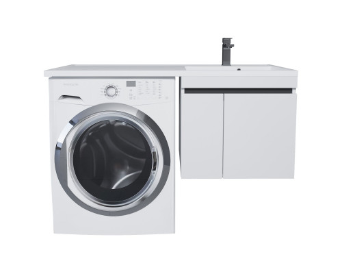 Тумба с раковиной под стиральную машину Uperwood Magenta (60/120 см, подвесная, белая/графит, с дверцами, правая)