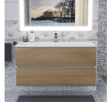 Тумба под раковину для ванной Uperwood Barsa (100 см, подвесная, белая/дуб сонома)