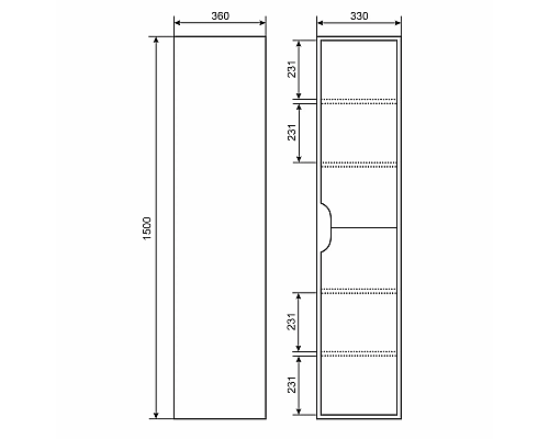 Купить Шкаф-пенал для ванной Uperwood Modul (33x36x150 см, подвесной, с дверцами, матовый, белый/графит) в магазине сантехники Santeh-Crystal.ru