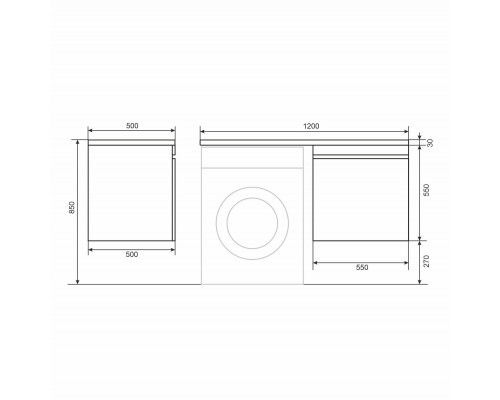 Тумба с раковиной под стиральную машину Uperwood Magenta (60/120 см, подвесная, белая, выдвижной ящик, правая)