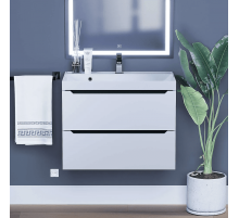 Тумба под раковину для ванной комнаты Uperwood Tanos подвесная (70 см, белая/графит)