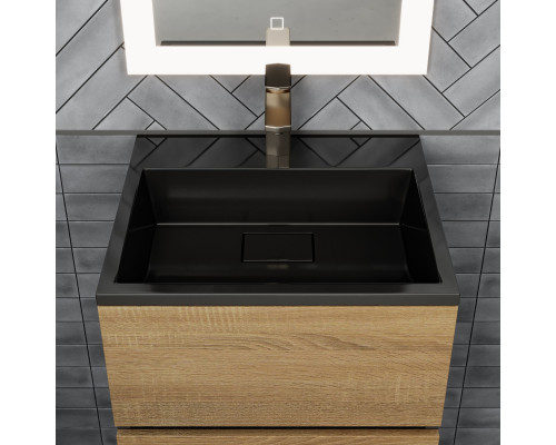 Раковина для ванной полувстраиваемая Uperwood Barsa, 50 см, черная глянцевая