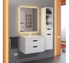 Тумба с раковиной для ванной Uperwood Modul (65 см, подвесная, матовая, белая/графит)