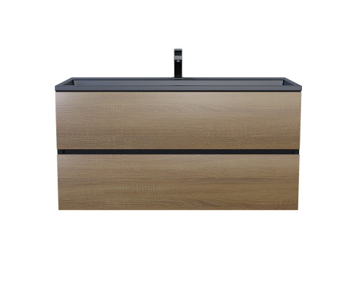 Раковина для ванной полувстраиваемая Uperwood Barsa, 100 см, черная глянцевая