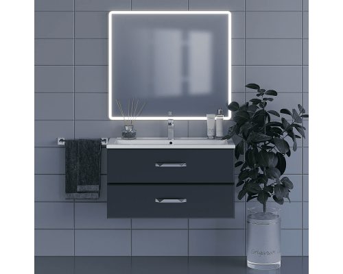 Приобрести Тумба с раковиной для ванной Uperwood Foster (90 см, подвесная, черная) в магазине сантехники Santeh-Crystal.ru