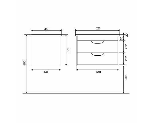 Купить Тумба с раковиной для ванной Uperwood Modul (65 см, подвесная, глянцевая, белая) в магазине сантехники Santeh-Crystal.ru