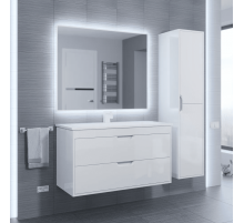 Тумба с раковиной для ванной Uperwood Modul (100 см, подвесная, глянцевая, белая)