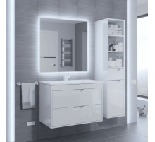 Тумба с раковиной для ванной Uperwood Modul (80 см, подвесная, глянцевая, белая)