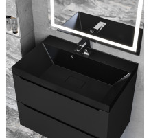 Раковина для ванной Uperwood Classic New 70 см, черная глянцевая, с накладкой для слива