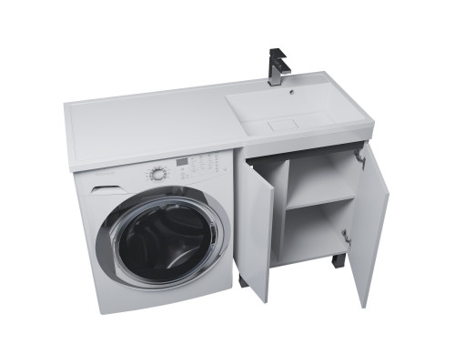 Тумба с раковиной под стиральную машину Uperwood Magenta (60/120 см, напольная, белая/графит, с дверцами, правая)