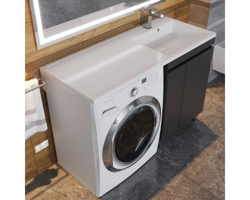 Тумба с раковиной под стиральную машину Uperwood Magenta (60/120 см, напольная, черная, с дверцами, правая)