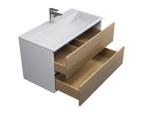 Раковина для ванной полувстраиваемая Uperwood Barsa 90 см, белая глянцевая