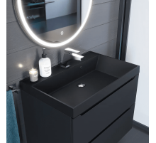 Раковина кварцевая для ванной Uperwood Classic Quartz (70 см, черная матовая, уголь)