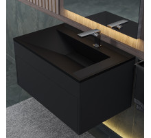Раковина для ванной кварцевая Uperwood Lotus Quartz 80х50х13 см, черная матовая, космос