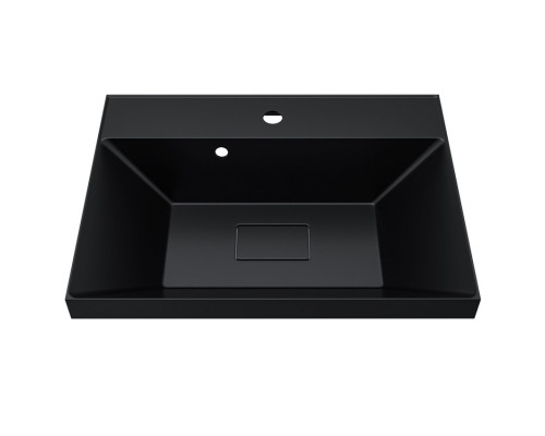 Раковина для ванной Uperwood Classic New 60 см, черная глянцевая, с накладкой для слива