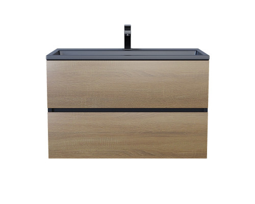 Раковина для ванной полувстраиваемая Uperwood Barsa, 80 см, черная глянцевая