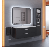 Зеркало для ванной с подсветкой Uperwood Modul (100x80 см, бесконтактный сенсор, антизапотевание, черное, холодная подсветка)