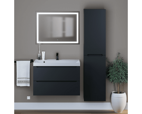 Заказать Тумба под раковину для ванной комнаты Uperwood Tanos подвесная (80 см, черная) в магазине сантехники Santeh-Crystal.ru