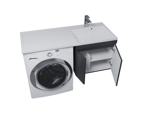 Тумба с раковиной под стиральную машину Uperwood Magenta (60/120 см, подвесная, черная, с дверцами, правая)