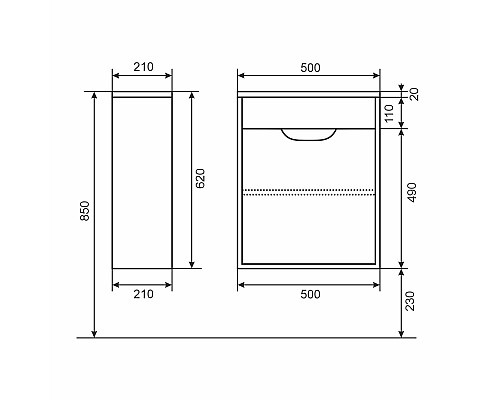 Тумба под раковину для ванной Uperwood Modul (50 см, подвесная, матовая, белая/графит)