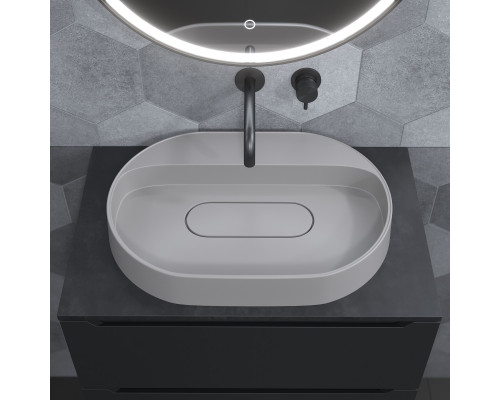 Раковина накладная кварцевая Uperwood Tanos Quartz 55 см, овальная, без отверстия для смесителя, жасмин