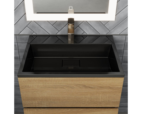 Раковина для ванной полувстраиваемая Uperwood Barsa, 60 см, черная глянцевая
