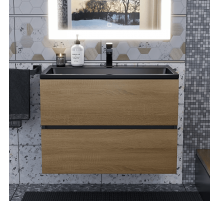 Тумба под раковину для ванной Uperwood Barsa (70 см, подвесная, черная/дуб сонома)