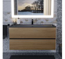 Тумба под раковину для ванной Uperwood Barsa (100 см, подвесная, черная/дуб сонома)