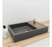 Раковина для ванной комнаты накладная Uperwood Piter (60x40 см, прямоугольная, графит)