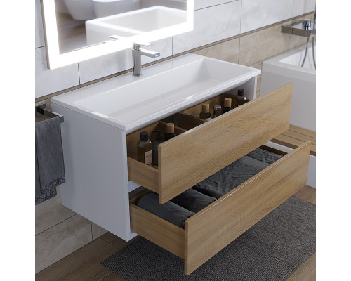 Раковина для ванной полувстраиваемая Uperwood Barsa 90 см, белая глянцевая