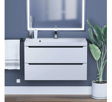 Тумба с раковиной для ванной Uperwood Tanos (90 см, подвесная, матовая, белая/графит)