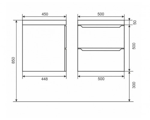 Тумба с раковиной для ванной Uperwood Tanos NEW (50 см, подвесная, черная)